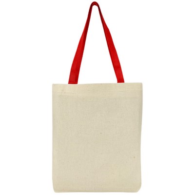 Blank 7 oz Canvas Tote Bag | Reusable Gusseted Everyday Market Grocery Red (14x15x2)