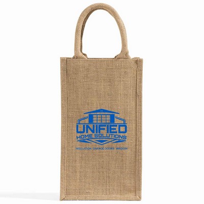 Two Bottle Jute Wine Tote