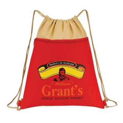 Go Green Zipper Canvas Drawstring Duffel Bag