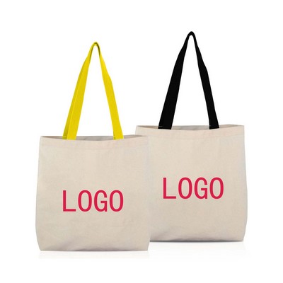 8 Oz Cotton Tote Bag With Contrast Color Web Handles