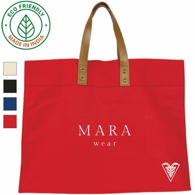 Ellora Premium 18 oz Canvas Tote Bag | Heavy Duty Travel Gift Shop Red (18x15x8)